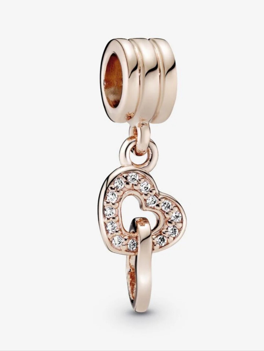 Pandora Rose Gold Interlocking Hearts Dangle Charm Retired - Picture 1 of 6